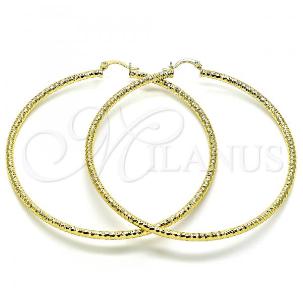 Oro Laminado Extra Large Hoop, Gold Filled Style Diamond Cutting Finish, Golden Finish, 02.213.0246.1.80