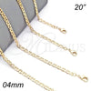 Oro Laminado Basic Necklace, Gold Filled Style Mariner Design, Polished, Golden Finish, 04.213.0107.20