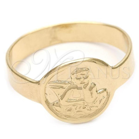 Oro Laminado Elegant Ring, Gold Filled Style Angel Design, Polished, Golden Finish, 01.32.0041.04 (Size 4)
