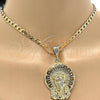 Oro Laminado Religious Pendant, Gold Filled Style Jesus Design, Diamond Cutting Finish, Golden Finish, 5.186.004