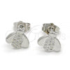 Rhodium Plated Stud Earring, with White Micro Pave, Polished, Rhodium Finish, 02.310.0009.1