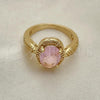 Oro Laminado Multi Stone Ring, Gold Filled Style with Pink Cubic Zirconia, Polished, Golden Finish, 01.284.0042.08