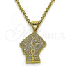 Oro Laminado Fancy Pendant, Gold Filled Style with White Micro Pave, Polished, Golden Finish, 05.342.0138