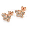 Sterling Silver Stud Earring, Butterfly Design, with White Micro Pave, Polished, Rose Gold Finish, 02.174.0087.1