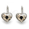Rhodium Plated Leverback Earring, Heart Design, with Rose Patina Swarovski Crystals, Polished, Rhodium Finish, 02.239.0013.7