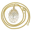 Oro Laminado Pendant Necklace, Gold Filled Style Divino Niño Design, Polished, Golden Finish, 04.106.0053.1.20