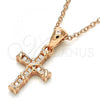 Sterling Silver Pendant Necklace, Cross Design, with White Cubic Zirconia, Polished, Rose Gold Finish, 04.336.0119.1.16