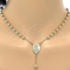 Oro Laminado Medium Rosary, Gold Filled Style Sagrado Corazon de Jesus and Crucifix Design, Polished, Golden Finish, 5.208.004.24