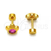 Stainless Steel Stud Earring, Flower Design, with Pink Crystal, Polished, Golden Finish, 02.271.0019.11