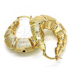 Oro Laminado Medium Hoop, Gold Filled Style Bamboo Design, Brushed Finish, Golden Finish, 02.163.0050.30