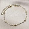 Oro Laminado Basic Anklet, Gold Filled Style Curb and Ball Design, Polished, Golden Finish, 04.213.0351.10