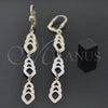 Oro Laminado Long Earring, Gold Filled Style Diamond Cutting Finish, Tricolor, 02.63.2270