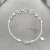 Sterling Silver Fancy Bracelet, Heart Design, with White Cubic Zirconia, Polished, Silver Finish, 03.400.0006.07