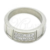 Stainless Steel Mens Ring, with White Cubic Zirconia, Polished, Steel Finish, 01.328.0004.10 (Size 10)