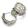 Rhodium Plated Huggie Hoop, with Multicolor Cubic Zirconia, Polished, Rhodium Finish, 02.210.0086.13.15