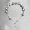 Sterling Silver Bracelet Rosary, Cross and Ball Design, Polished, Silver Finish, 09.392.0004.07