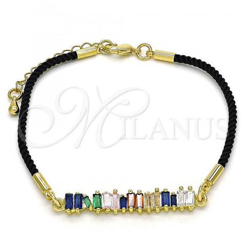 Oro Laminado Fancy Bracelet, Gold Filled Style with Multicolor Cubic Zirconia, Polished, Golden Finish, 03.341.0063.07