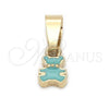 Oro Laminado Fancy Pendant, Gold Filled Style Teddy Bear Design, Acqua Enamel Finish, Golden Finish, 05.163.0086