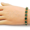 Oro Laminado Tennis Bracelet, Gold Filled Style with Green Cubic Zirconia, Polished, Golden Finish, 03.424.0004.1.07