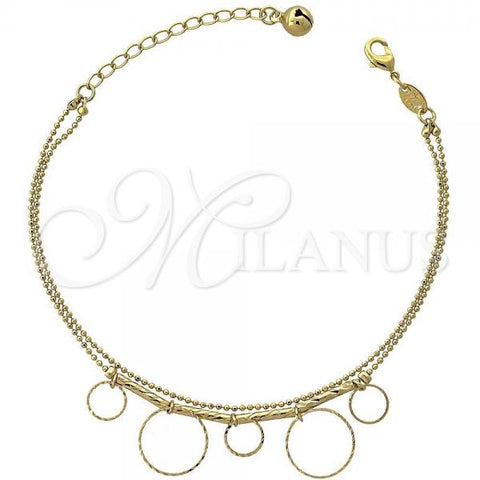 Oro Laminado Charm Bracelet, Gold Filled Style Rattle Charm Design, Diamond Cutting Finish, Golden Finish, 5.016.009.07