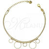 Oro Laminado Charm Bracelet, Gold Filled Style Rattle Charm Design, Diamond Cutting Finish, Golden Finish, 5.016.009.07