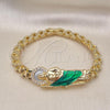Oro Laminado Fancy Bracelet, Gold Filled Style San Judas Design, with White Cubic Zirconia, Polished, Tricolor, 03.411.0019.08