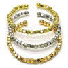 Oro Laminado Trio Bangle, Gold Filled Style Ball Design, Polished, Tricolor, 07.170.0038