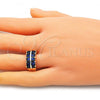 Oro Laminado Multi Stone Ring, Gold Filled Style with Sapphire Blue Cubic Zirconia, Polished, Golden Finish, 01.346.0020.4.07