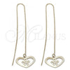 Oro Laminado Threader Earring, Gold Filled Style Heart Design, Golden Finish, 5.119.012