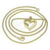 Oro Laminado Pendant Necklace, Gold Filled Style Heart Design, with Multicolor Micro Pave, Polished, Golden Finish, 04.156.0351.3.20