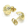 Oro Laminado Stud Earring, Gold Filled Style Diamond Cutting Finish, Golden Finish, 02.100.0123