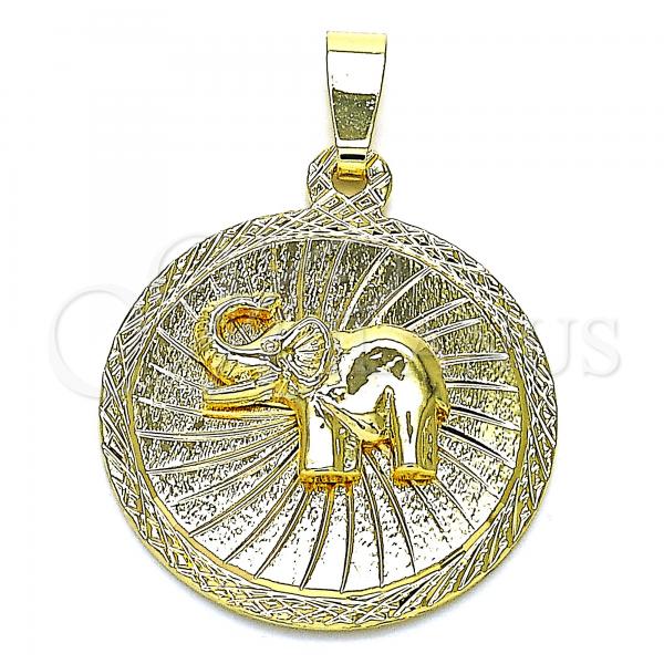 Oro Laminado Fancy Pendant, Gold Filled Style Diamond Cutting Finish, Golden Finish, 5.182.012