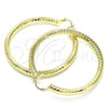 Oro Laminado Large Hoop, Gold Filled Style Hollow Design, Diamond Cutting Finish, Golden Finish, 02.213.0314.60
