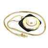 Oro Laminado Pendant Necklace, Gold Filled Style with Ivory Pearl, Polished, Golden Finish, 04.182.0050.30