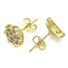 Oro Laminado Stud Earring, Gold Filled Style with Garnet and White Micro Pave, Polished, Golden Finish, 02.344.0079.1