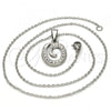 Stainless Steel Pendant Necklace, Initials and Rolo Design, with White Crystal, Polished, Steel Finish, 04.238.0024.18