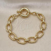 Oro Laminado Fancy Bracelet, Gold Filled Style Rolo and Twist Design, Polished, Golden Finish, 03.415.0008.07