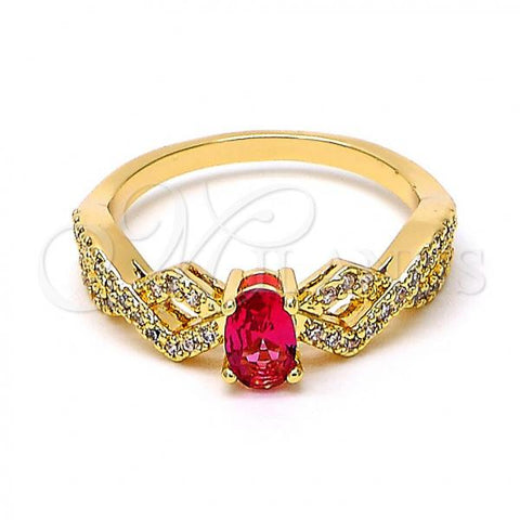 Oro Laminado Multi Stone Ring, Gold Filled Style with Rhodolite and White Cubic Zirconia, Polished, Golden Finish, 01.194.0003.2.09 (Size 9)