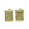 Oro Laminado Stud Earring, Gold Filled Style Airplane Design, with White Micro Pave, Polished, Golden Finish, 02.193.0011