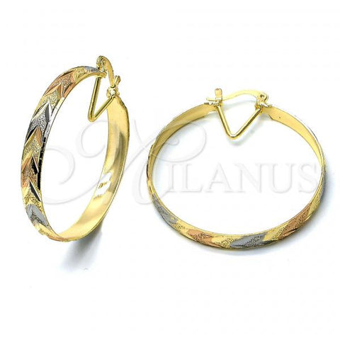 Gold Plated Large Hoop, Diamond Cutting Finish, Tricolor, 02.70.0001.02