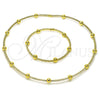 Oro Laminado Necklace and Bracelet, Gold Filled Style Ball Design, with White Cubic Zirconia, Polished, Golden Finish, 06.421.0001