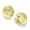 Oro Laminado Stud Earring, Gold Filled Style Diamond Cutting Finish, Golden Finish, 02.100.0054.1