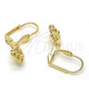 Oro Laminado Dangle Earring, Gold Filled Style Teddy Bear Design, Diamond Cutting Finish, Golden Finish, 5.123.031