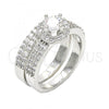 Rhodium Plated Wedding Ring, Duo Design, with White Cubic Zirconia, Polished, Rhodium Finish, 01.99.0035.1.08 (Size 8)