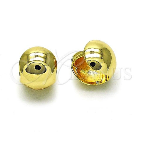 Oro Laminado Huggie Hoop, Gold Filled Style Ball Design, Polished, Golden Finish, 02.156.0675.12