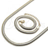 Oro Laminado Necklace and Bracelet, Gold Filled Style Rat Tail Design, Polished, Golden Finish, 06.213.0007