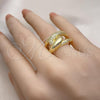 Oro Laminado Multi Stone Ring, Gold Filled Style with White Micro Pave, Polished, Golden Finish, 01.341.0135
