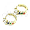 Oro Laminado Huggie Hoop, Gold Filled Style with Multicolor Cubic Zirconia, Polished, Golden Finish, 02.210.0606.5.12