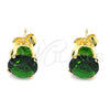 Oro Laminado Stud Earring, Gold Filled Style with Green Cubic Zirconia, Polished, Golden Finish, 5.128.021.5