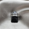 Stainless Steel Mens Ring, Black Enamel Finish, Rhodium Finish, 01.63.0703.10